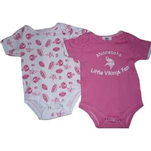   Vikings Pink Girls Baby Infant 2 Pc Creeper Onesie Set 0 3 Months
