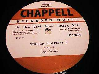 Angus Duncan   Scottish Bagpipes 1969 78 record Chappell Recorded 