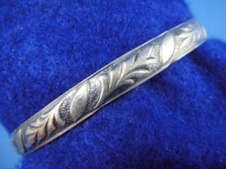 Vintage DANECRAFT STERLING Silver LEAF Pattern BANGLE Bracelet  