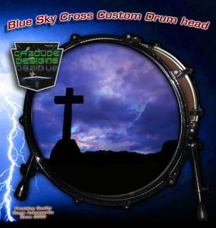 20 Bass Drum Head   Blue Sky Cross design  