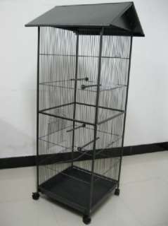   Black Giant Pitched Roof Aviary Bird Cage House 26 X 26 X 61  