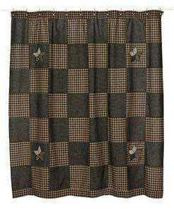 Black and Khaki Plaid Checked Shower Curtain Cotton NEW  