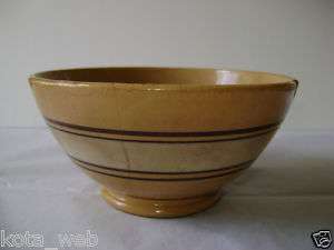 Vintage MOCHAWARE YELLOW WARE Pottery 5 BOWL Striped  