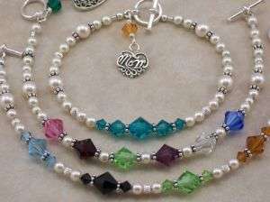   Grandmother child/grandchild birthstone bracelet Swarovski Crystals