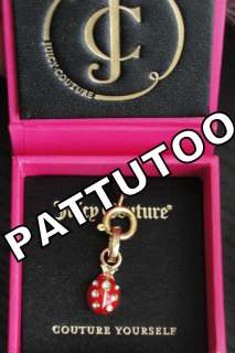   JUICY COUTURE MINI RED LADYBUG GOLD BRACELET CHARM IN PINK BOX  