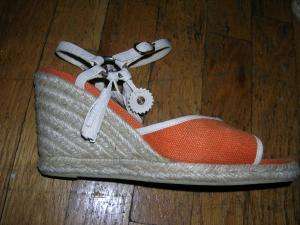 CELINE AWESOME wedges shoes orange & cream 38 8 WOW  