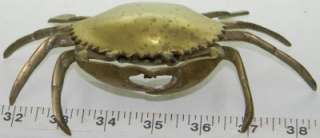 Vintage Solid Brass Crab Ashtray/Trinket Box Taiwan  