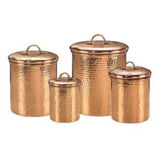 Hammered Canisters with Copper Finish Set of 4   Assorted.Opens in a 