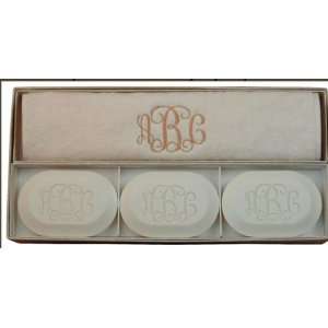  Three Bar Monogram Soap & Towel Gift Set