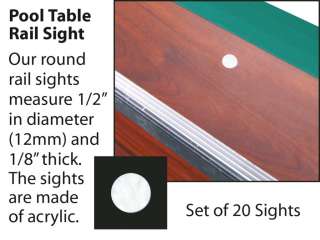 Pool Table Rail Sights 1/2” (12mm) diameter Set of 20  