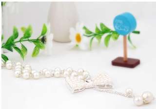 2012 new style charming attractive crystals bow faux pearls woman long 