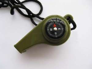 New 3 In 1 Whistle Compass Thermometer Hiking Camping  