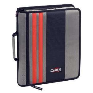  Case it Dual Binder 2 in 1 Black & Grey Zipper Binder 