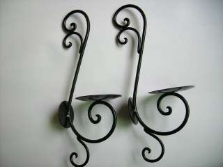 Pair Of 10 Wall Decor Iron Sconces Candle Holders Black  