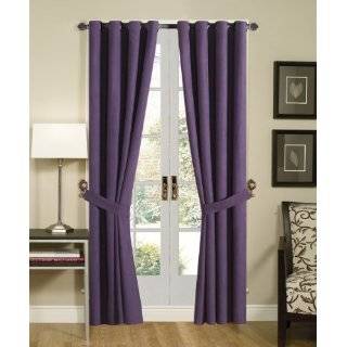 4pcs Grommet Top Solid Purple Micro Suede Window Curtain / Drape Set 