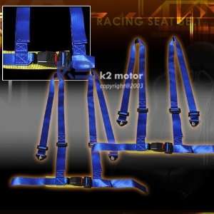  2 New Racing Seat Belt Belts 4 Point Harness   Blue 