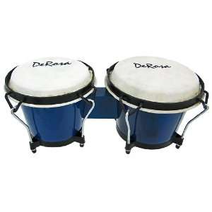   Blue Stained Hardwood Tunable Bongo Drums 7 & 8 Musical Instruments