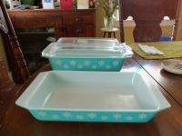 MID CENTURY PYREX CASSEROLE DISHES LID SNOWFLAKE  