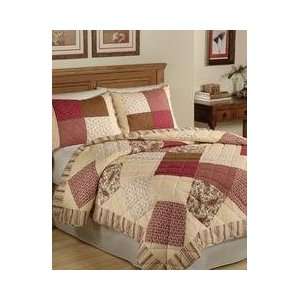   Bedding, Vassie Red Patchwork KING Quilt & 2 Standard Pillow Shams Set