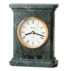Bulova Stonington Table Clock   Genuine Marble Case   Gold Tone Bezel 