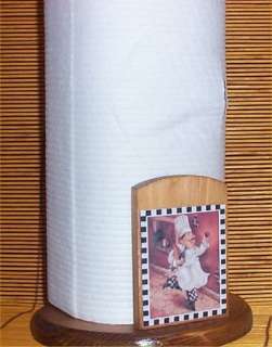Fat Chef Paper Towel Holder Wood Bistro Decor oak /Bric  