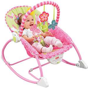 pink baby rocker is designed for use by a child up to 40 lbs 