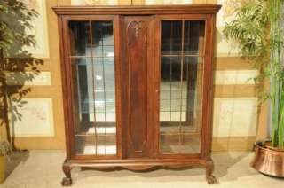French Oak China Cabinet Chippendale  