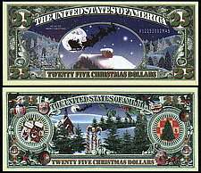 SET OF 8 CHRISTMAS, SANTA NOVELTY BILLS for Stockings, Cards or Party 
