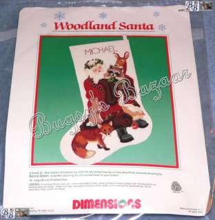   WOODLAND SANTA & Animals Crewel Christmas Stocking Kit  
