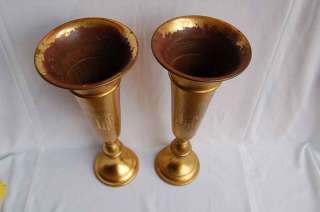 Pair of older brass Flower Vases (Goldplated) chalice  