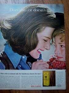 1962 MISS CLAIROL Hair Color Lady and Baby Ad  