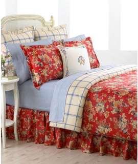 RALPH LAUREN   Madeline Red Floral 4p Queen Comforter Set  