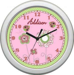 Personalized Baby Girls Nursery Clock using Ladybug  