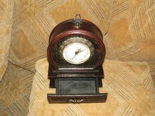 Manel wooden quartz mantel clock with Jewellery drawer hand made 