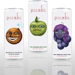 Picabi Sparkling & Functional Juice Variety Pack, 8.4oz Cans (Pack of 