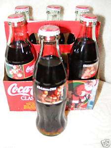   Coca Cola Coke Classic Christmas Sundblom Santa Glass Bottles Six Pack