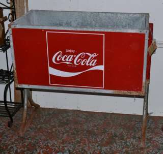 vintage coca cola coke general store ice cooler chest stand  