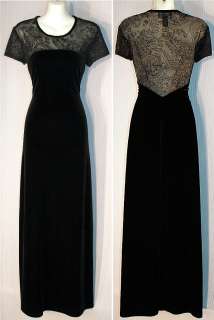 Connected Black Velvet Full Length Cocktail Dress Size 6 