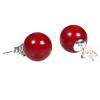 10mm Red Coral Ball Stud Post Earrings 925 Silver  