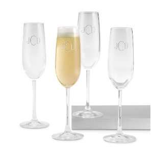  Personalized Set Of Four Champagne Glasses With Monogram 