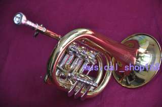 High grade Gold lacquer Bb key cornet horn rotary valve with case 