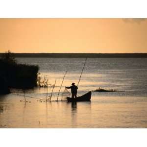  Fisherman Checking Nets at Dawn on Danube Delta, Tulcea 