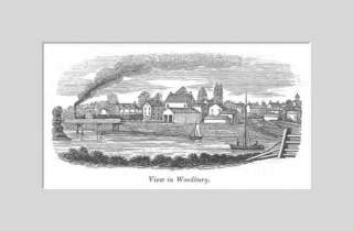 WOODBURY, NJ    1844 Town View w/TRAIN, Covered Bridge  