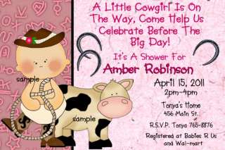 COWGIRL  BABY SHOWER Invitations  Western, Cowboy  