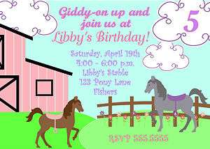   Horse Riding Cowgirl Barn Farm Party Birthday Girl Invitation  