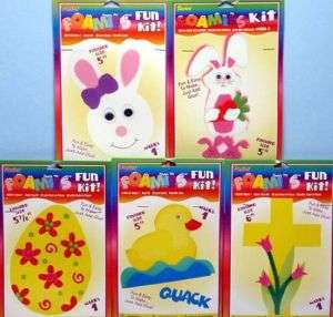 Lot of 5 Craft FOAM KITS~EASTER BUNNY, EGG, CHICK,CROSS  