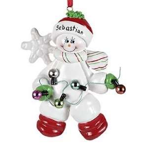  Snowman with Christmas Lights Christmas Ornament
