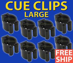 Large Black Rounded Cue Clips for Pool Cue Racks  