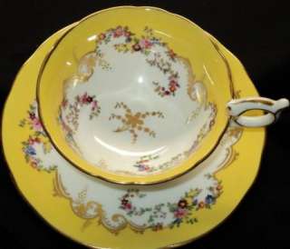 Coalport YELLOW GOLD FLORAL ANTIQUE Simply Tea cup and saucer  