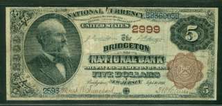 00 National Currency – Brown Back, BRIDGETON NB New Jersey, 1882 